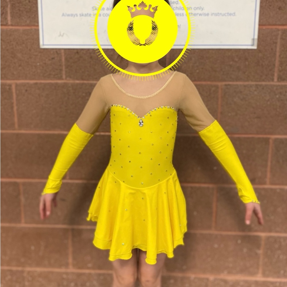 Custom Kids Yellow Figure Skating Dress